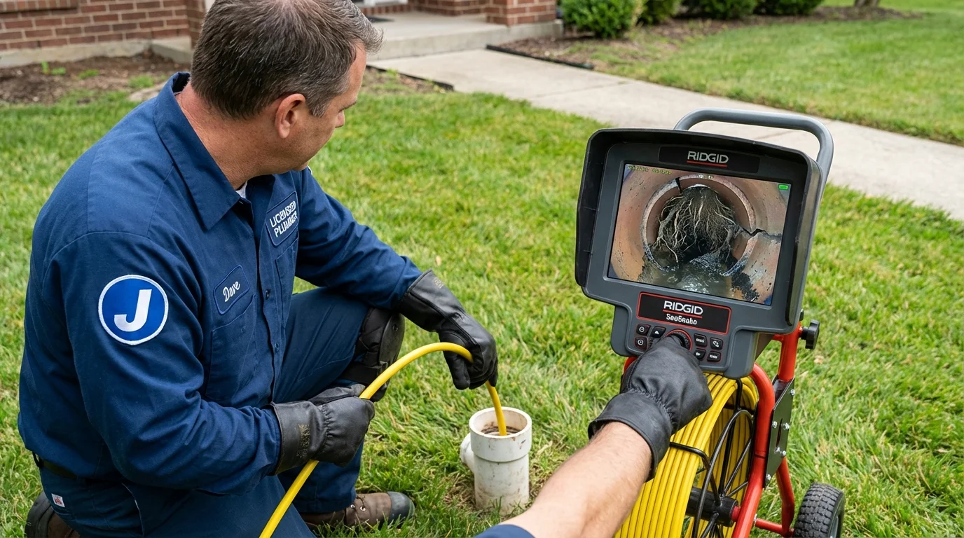 Sewer camera inspection being performed by Johns Plumbing LLC in Northville