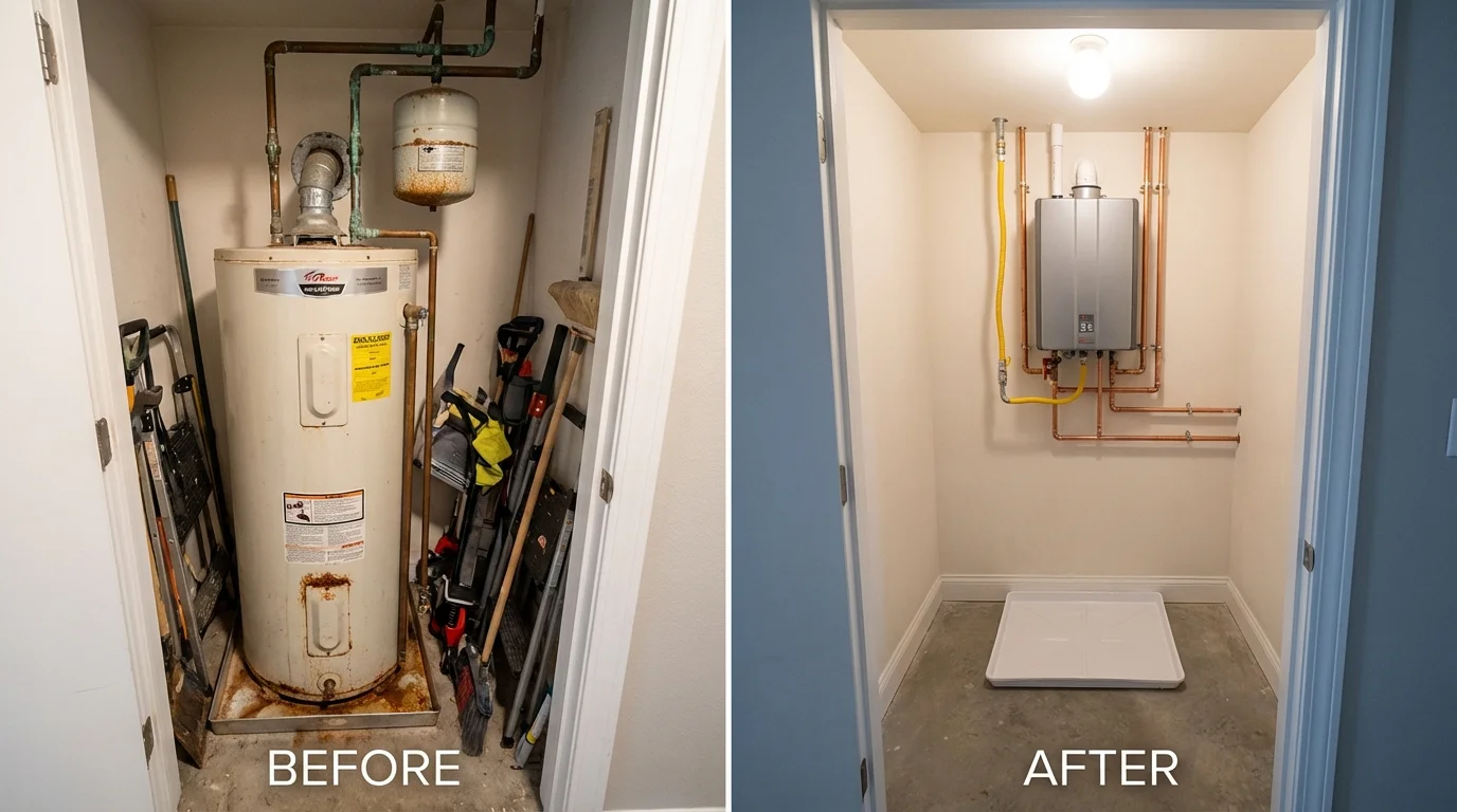 Tank water heater versus wall-mounted tankless unit comparison for Northville, NY homeowners
